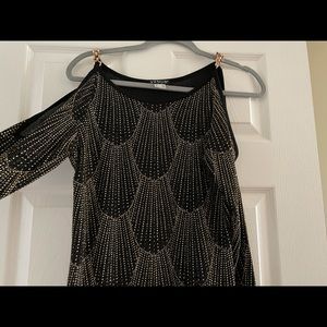 Cold shoulder embellished beaded top